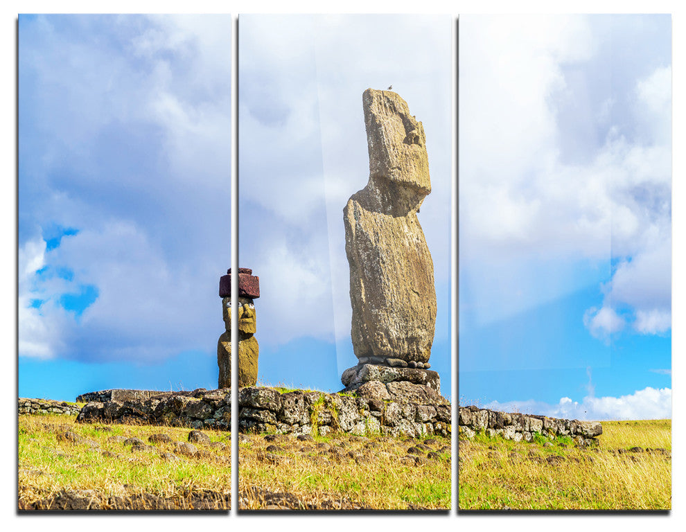 "Ahu Tahai and Ahu Ko Te Riku" Photo Metal Wall Art, 3 Panels, 36"x28"