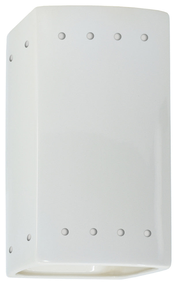 Ambiance Small Rectangle With Perfs Wall Sconce, Open, Gloss White, LED