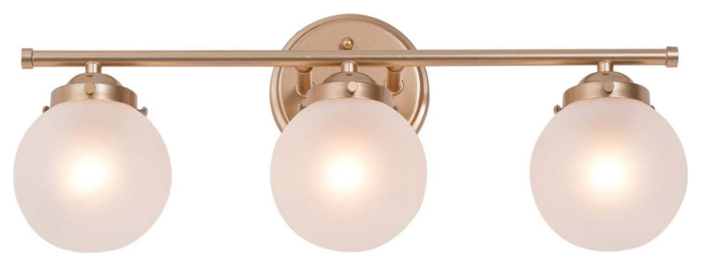 LALUZ 3-Light 20-in Gold with Frosted Glass Modern Bathroom Vanity Light