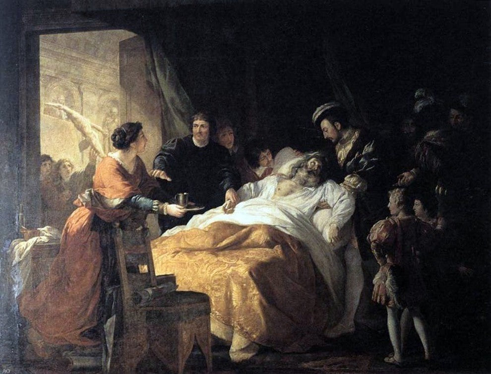 Francois Guillaume Menageot The Death of Leonardo da Vinci Wrapped Canvas