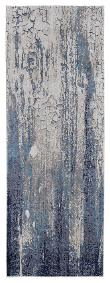 Weave & Wander Armada Contrasting Blue/Beige Rug, 2'10"x7'10" Runner
