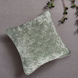 Velvet Dreams Light Green Plush Diamond Tufted Bedspread, 18x18, 2-Pack
