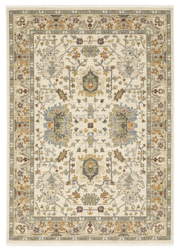 Leoness Oriental Indoor Area Rug, Ivory, 6'7" X 9'6"