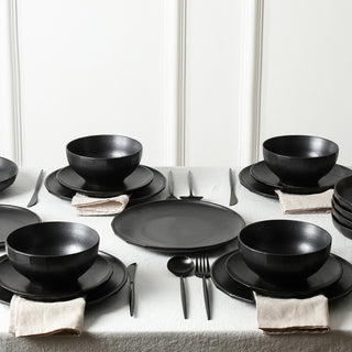 Stone Lain Rio Stoneware 24-Piece Dinnerware Set, Black