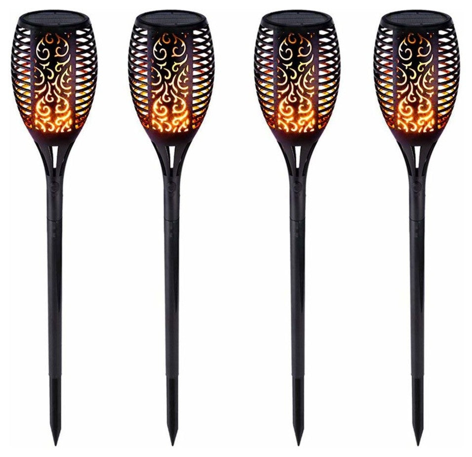 Solar Torch Dancing Light Flames LED Waterproof Wireless Flickering, Set of 4