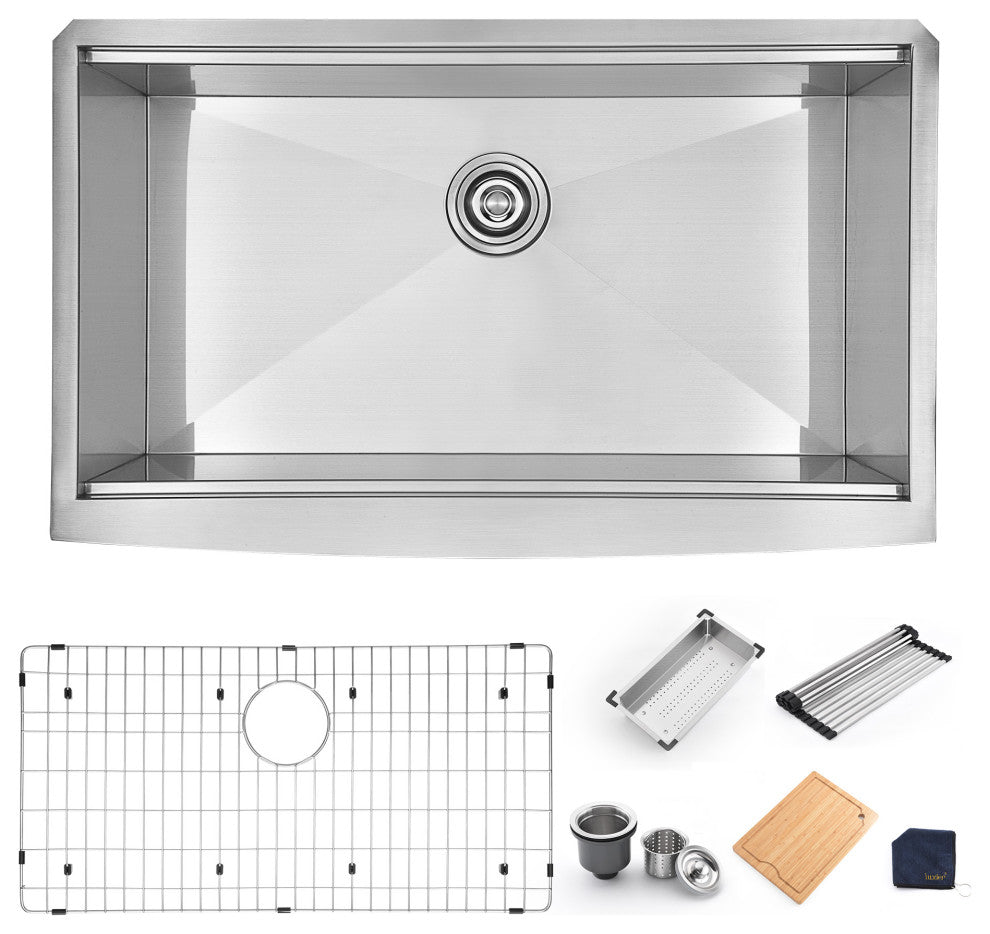 Farmhouse Apron-Front 18-Gauge Stainless Steel Single Bowl Kitchen Sink, 36"