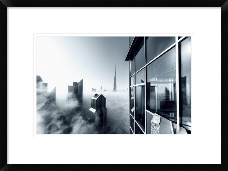 "Foggy City" Framed Digital Print by Naufal, 24"x18"