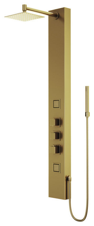 VIGO Rector 2-Jet Shower Panel with Shower Head, Matte Brushed Gold