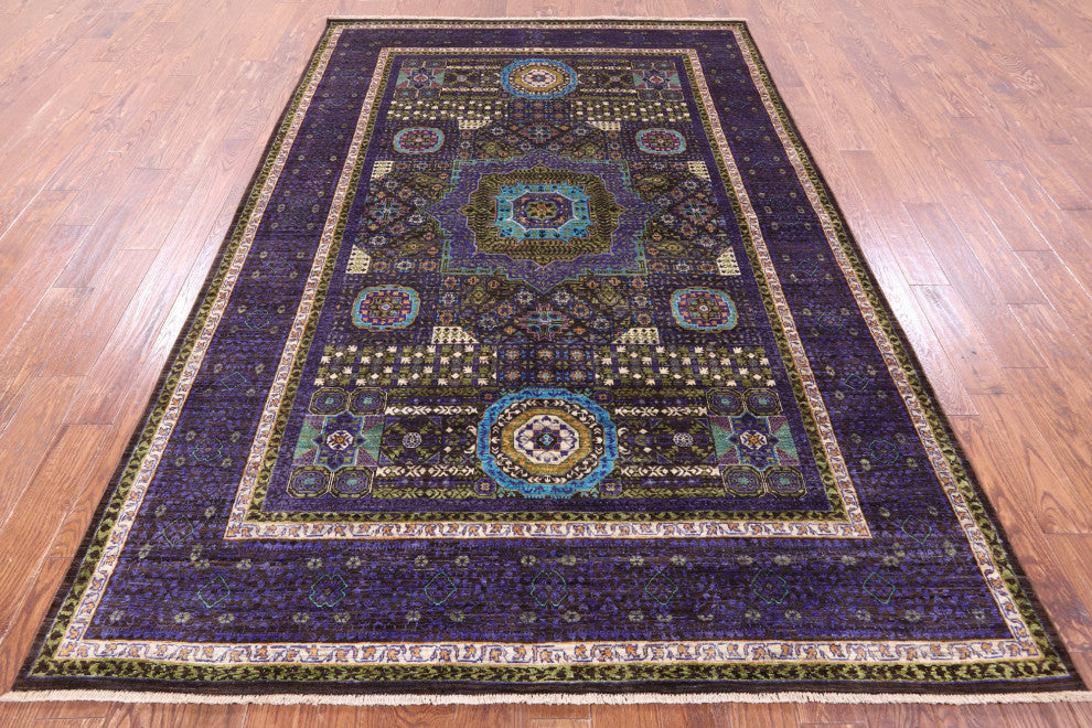 6' 7" X 9' 10" Mamluk Geometric Handmade Wool Rug - Q12240