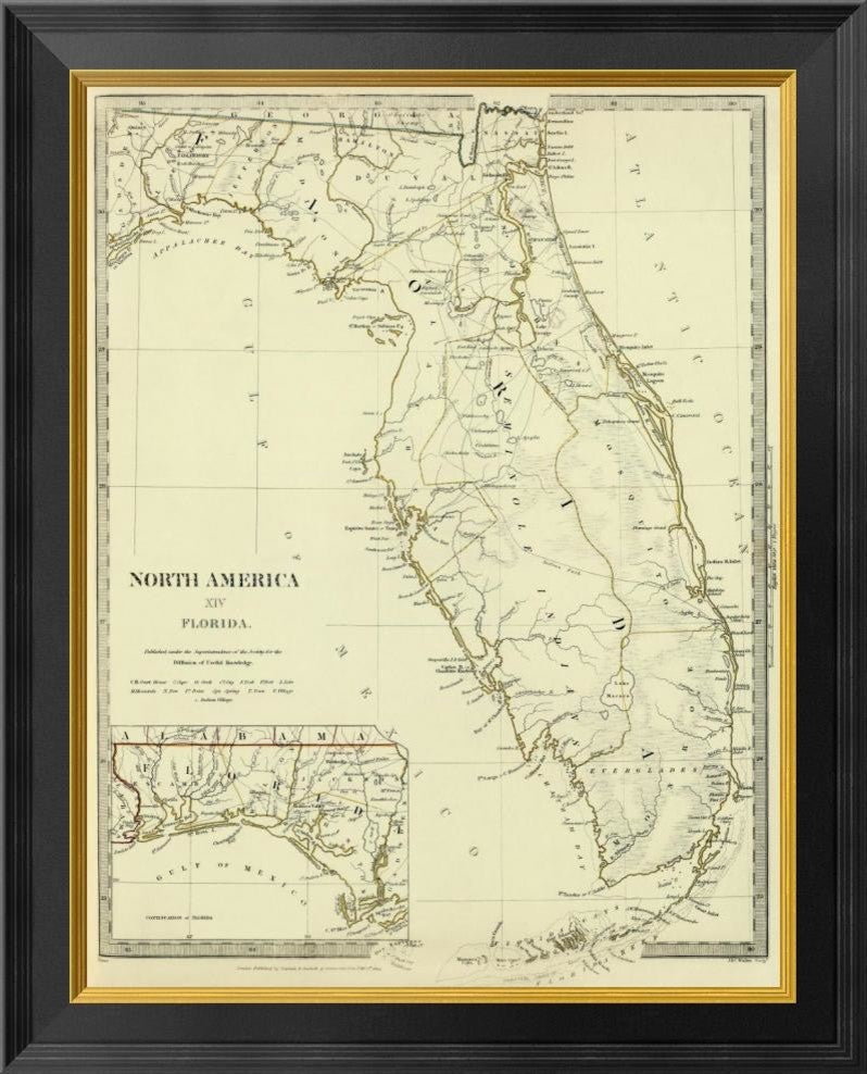 "Florida, 1834"  by Society for the Diffusion of Useful Knowledge, 21x26"