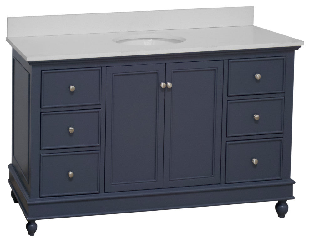 Bella 60" Bathroom Vanity, Marine Gray, Quartz, Single Vanity