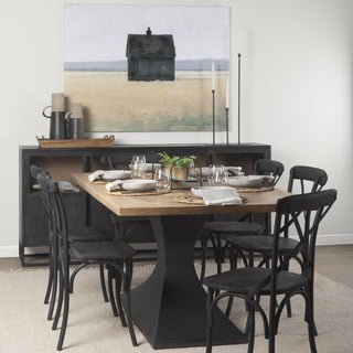 Maxton Light Brown Wood With Black Metal Dining Table