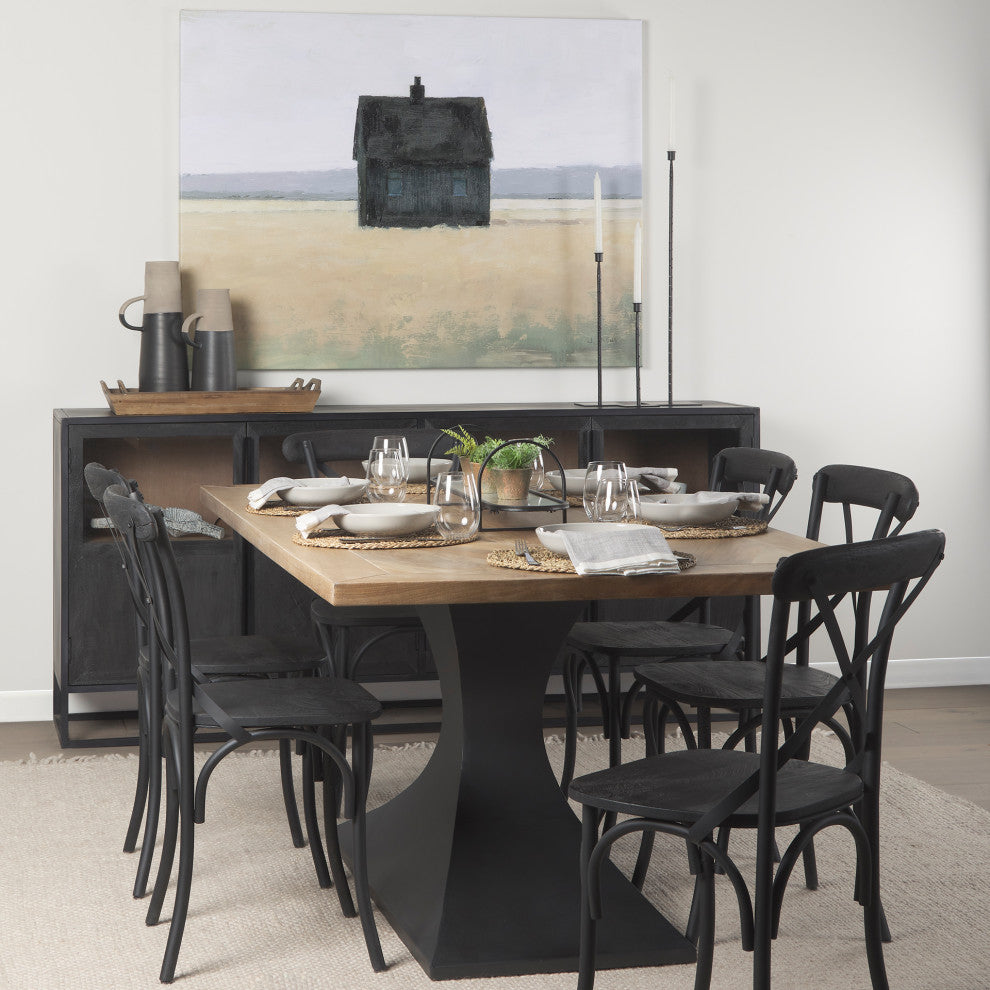 Maxton Light Brown Wood With Black Metal Dining Table