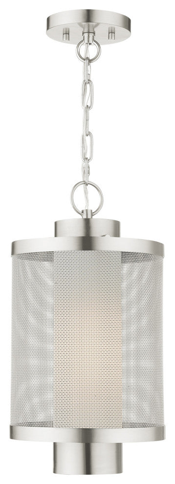 Livex Lighting Nottingham 1 Light Brushed Nickel Large Outdoor Pendant Lantern
