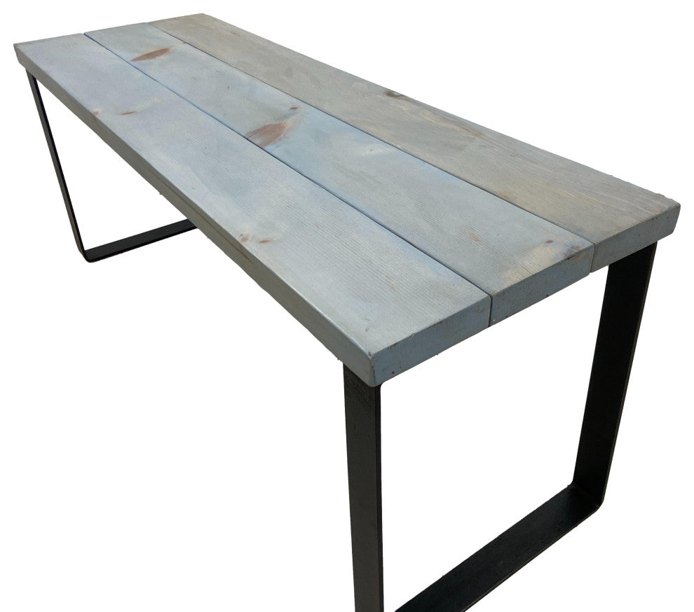 Bedroom or Entryway Bench, Heavy Duty Industrial Metal Legs, Celeste, Length 36", Fits Twin Bed