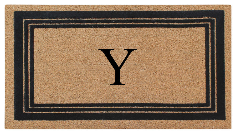 A1HC Natural Coir Monogrammed Entrance Flock Outdoor Durable Doormat 24" X 39",