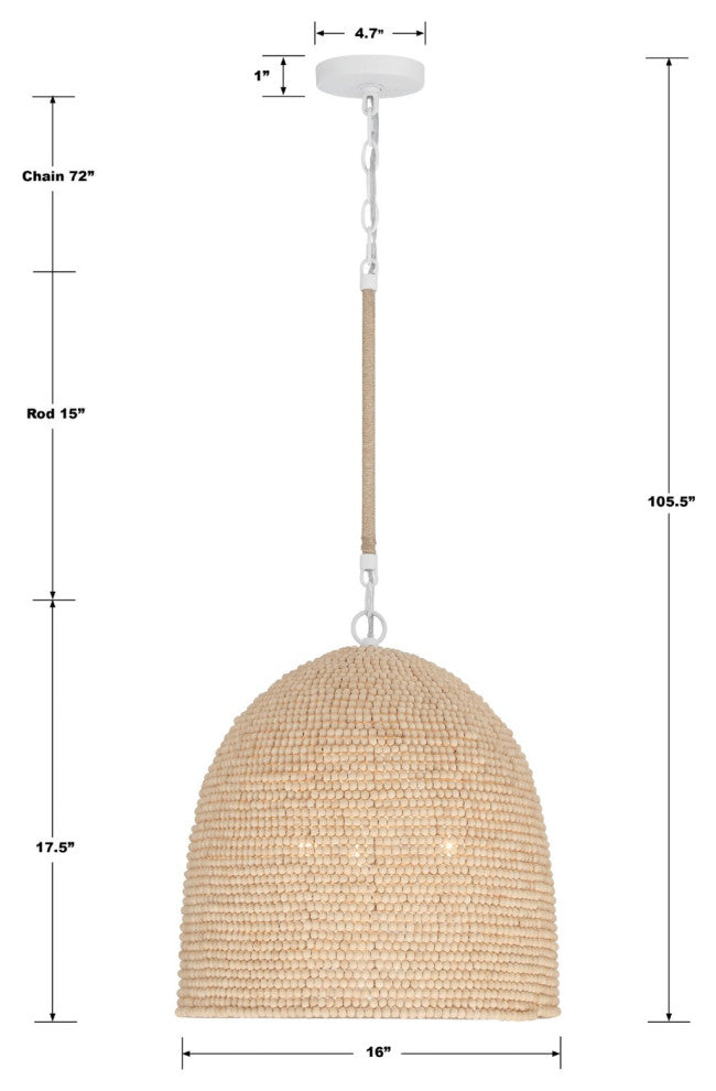Crystorama Lighting Group JSP-10533 Jasper 3 Light 16"W Pendant - Matte White