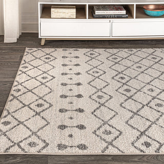 Aksil Moroccan Beni Souk Area Rug, Cream/Gray, 8 X 10