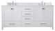 Elegant VF18872DWH-BS 72"Double Bathroom Vanity, White With Backsplash
