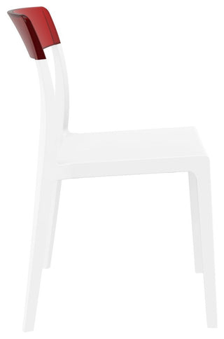 Flash Dining Chair, White Transparent, Red, Set of 2