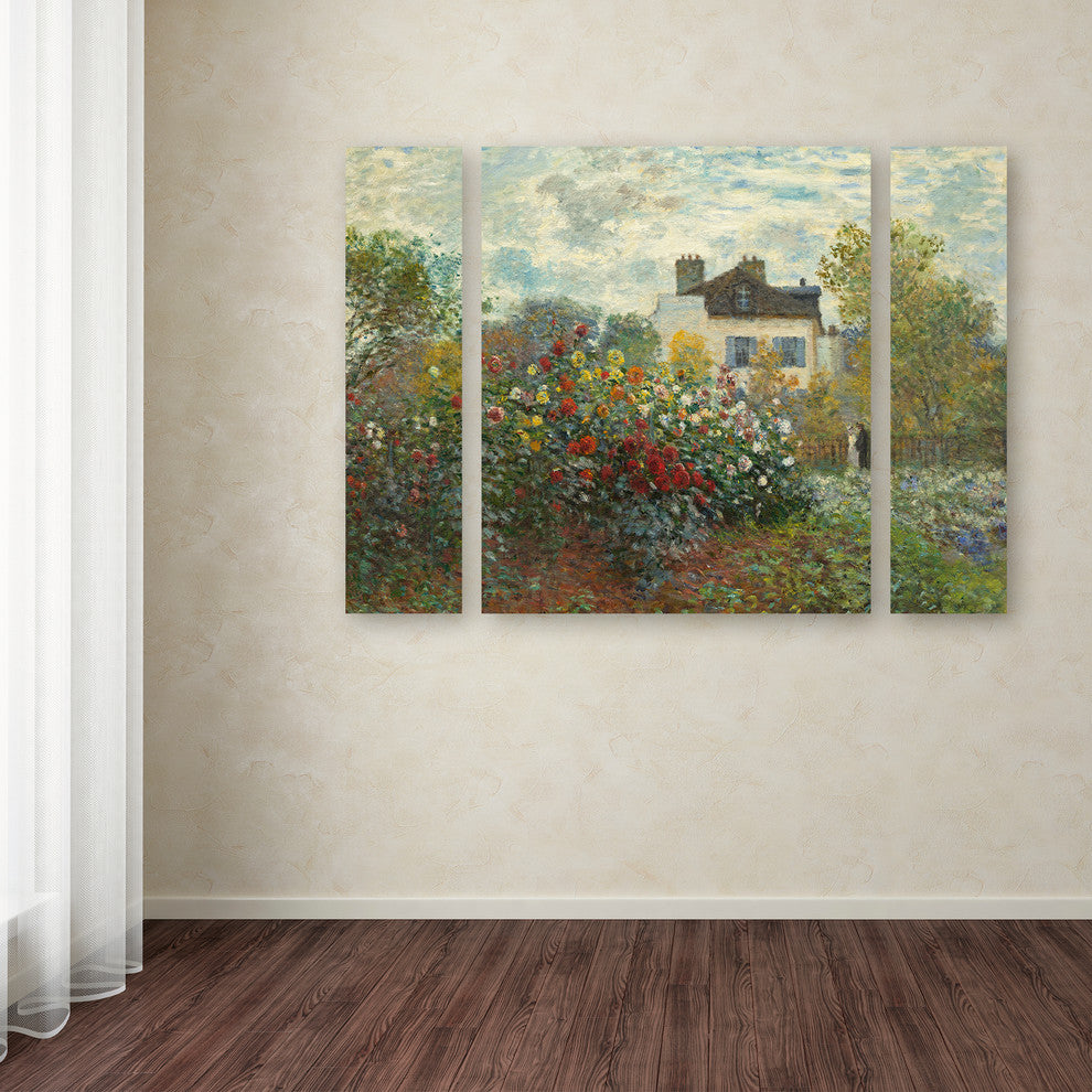 Claude Monet 'Artist's Garden In Argenteuil' Multi Panel Art Set,, 41"x30"