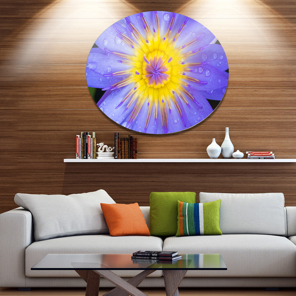 Blooming Violet Lotus Close-Up, Flowers Round Wall Art, 11"