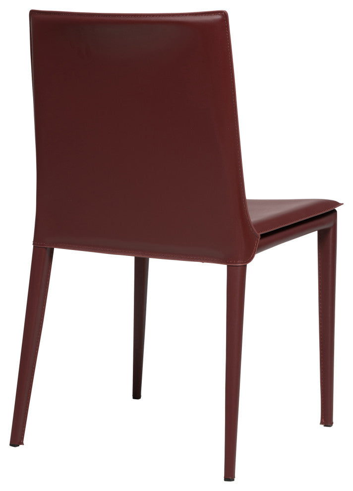 Elite Living Hilton (Set of 2) Modern Leather Upholstered Dining Chair, Wine Red