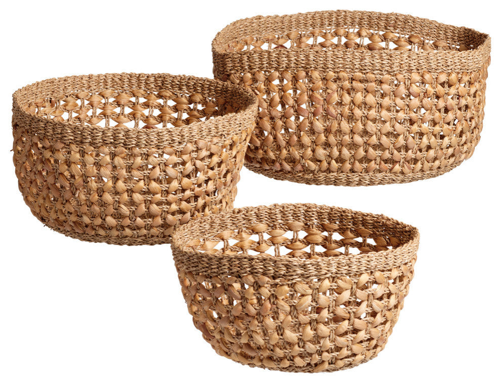 Fasano Woven Water Hyacinth Baskets Set of 3