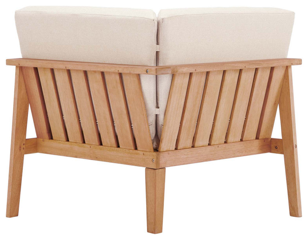 Lounge Sectional Sofa Chair Set, Wood, Brown Natural Taupe Gray, Modern, Outdoor