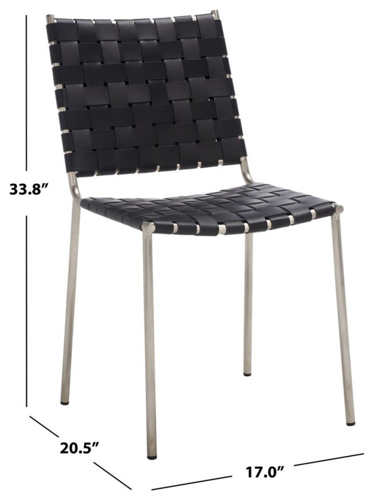 Safavieh Wesson Woven Dining Chair, Black/Silver