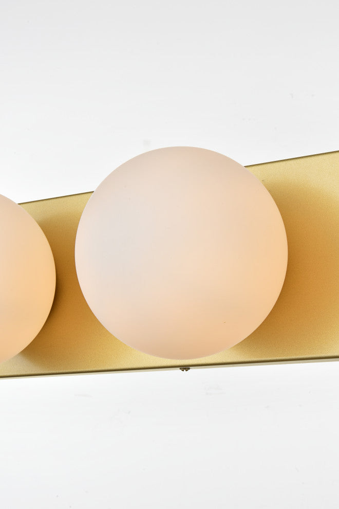 4 Light Brass And Frosted White Bath Sconce