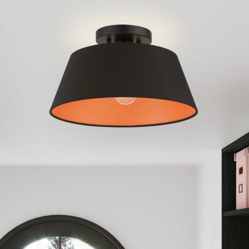Livex Lighting 1 Light Black Semi-Flush Mount