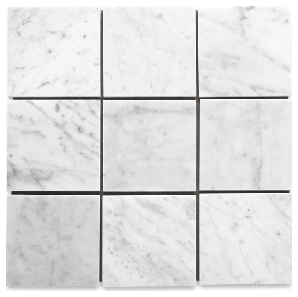 6x6 Carrara White Carrera Marble Honed Matte Venato Bianco Tile, 100 sq.ft.