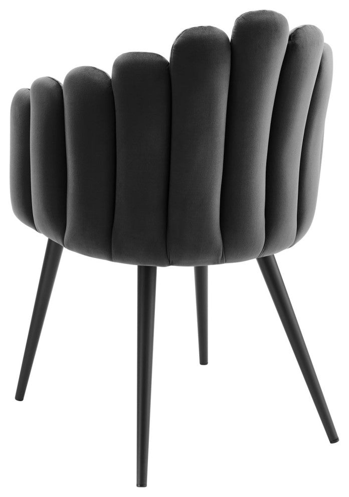 Side Dining Chair, Black Gray, Velvet, Modern, Cafe Bistro Hospitality