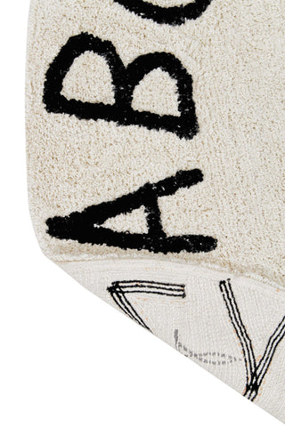 ABC Washable Rug, Natural/Black