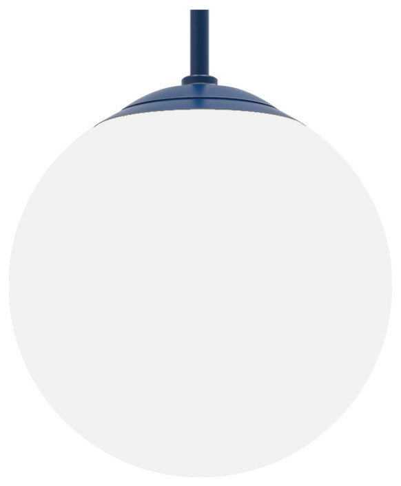 Globe Outdoor Pendant, Gloss White Shade With Blue Stem, 16" Shade With 24" Stem