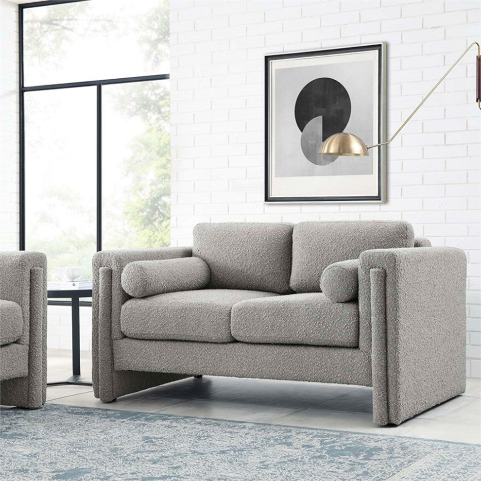 Modway Visible Upholstered Modern Boucle Fabric Loveseat in Light Gray