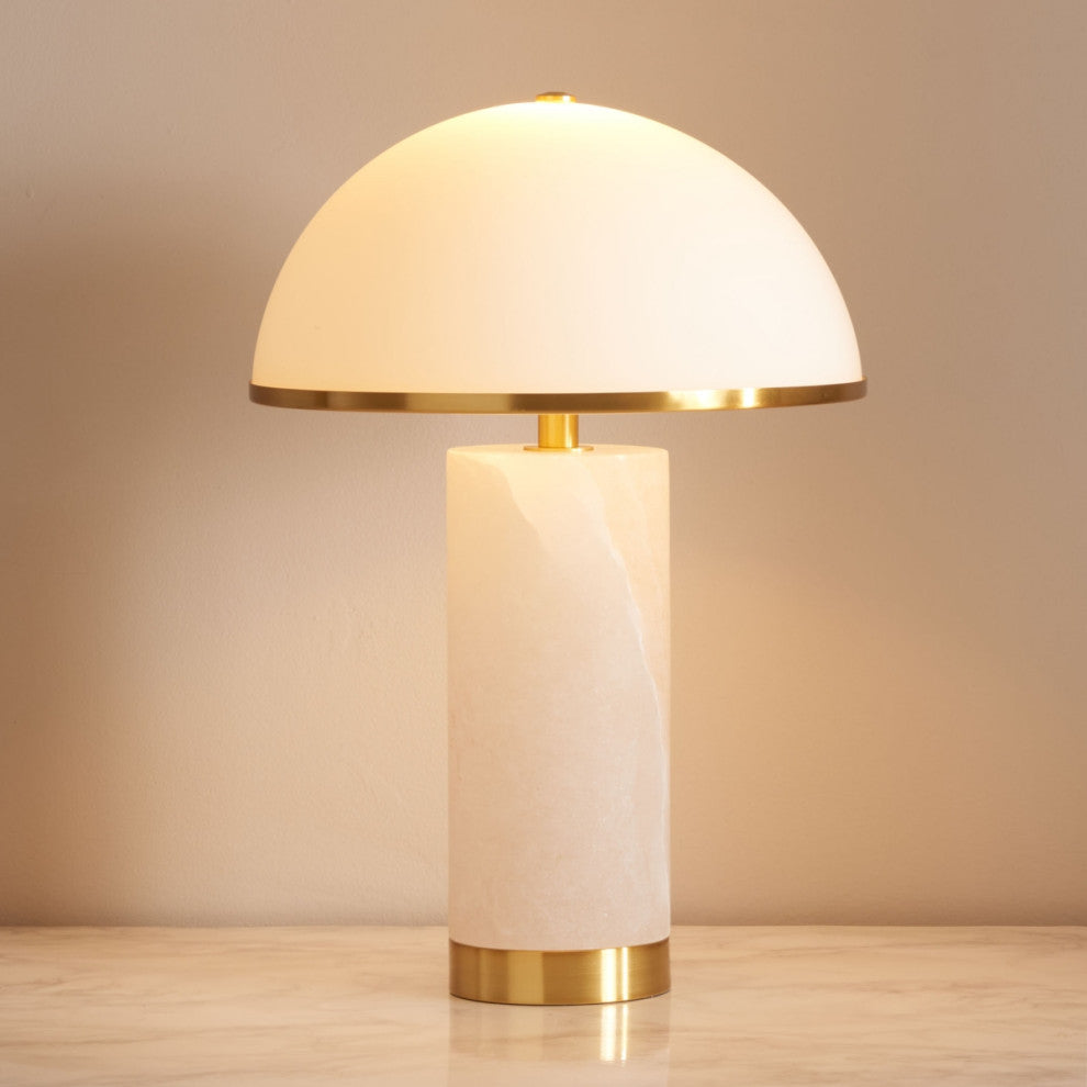 Safavieh Couture Izabel Alabaster Table Lamp, Gold/White