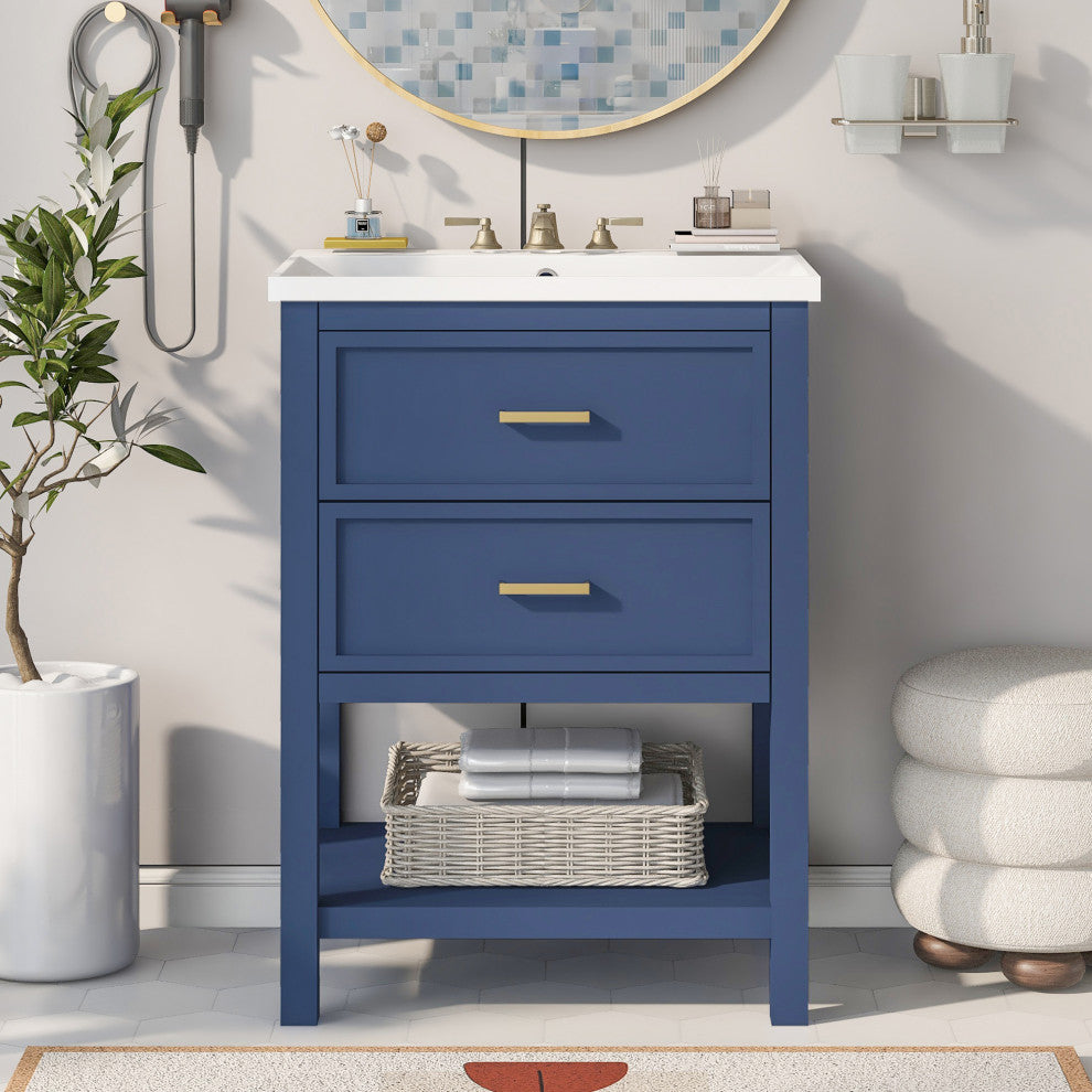 Gewnee Modern Bathroom Storage Cabinet with 2 Drawers