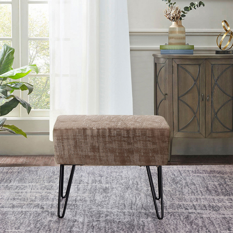 Textured Velvet Ottoman, Simply Taupe