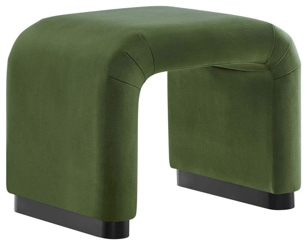 Koda Performance Velvet Waterfall Stool - Black Moss Green