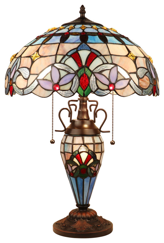 Grenville Victorian-Style 3 Light Double Lit Table Lamp 16" Wide