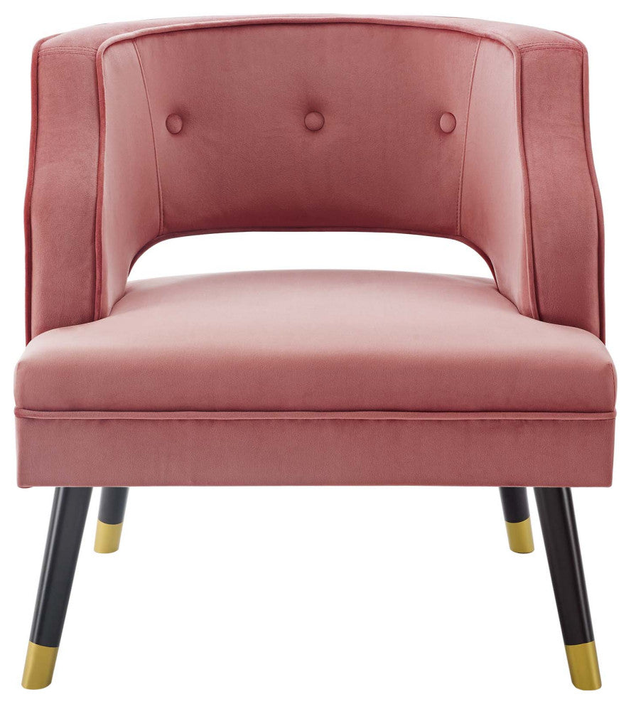 Modern Designer Lounge Accent Side Chair Armchair, Velvet Fabric, Pink