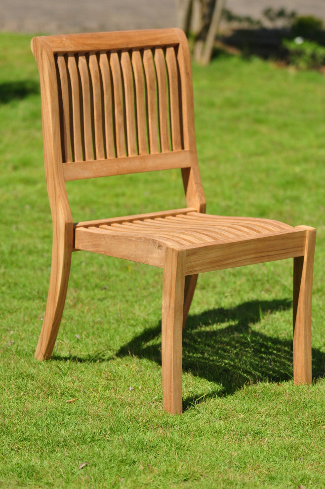 11-Piece Teak Dining Set, 94" Ext Oval Table, 10 Arbor Stacking Armless Chairs