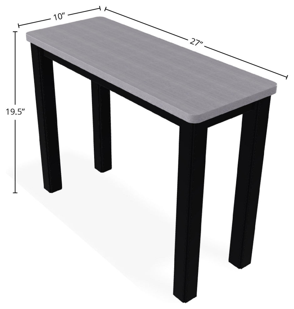 10" x 27" Rustic Outdoor End Table, Black