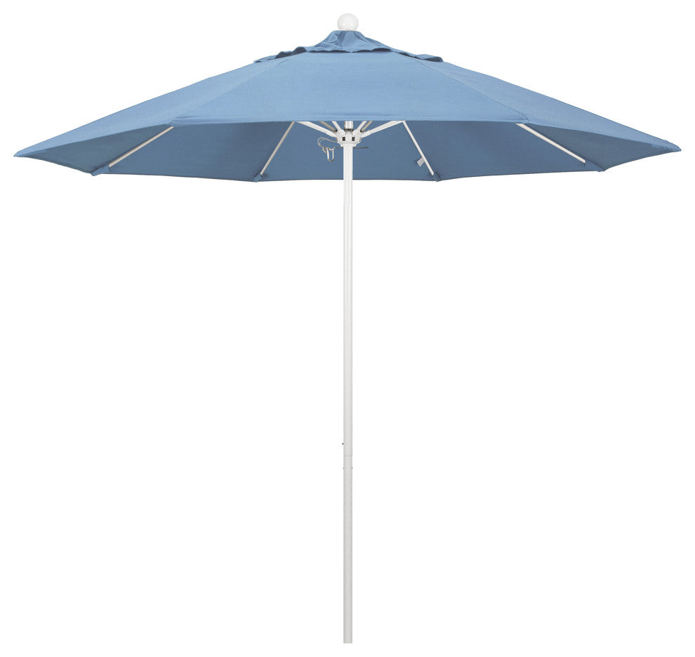 9' Fiberglass Umbrella Pulley OpenWhite, Sunbrella, Air Blue