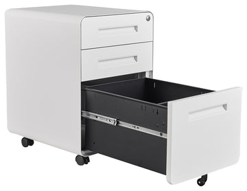 Under Desk File Cabinet, 3 Drawer Mobile Filing Cabinet, Lock, White