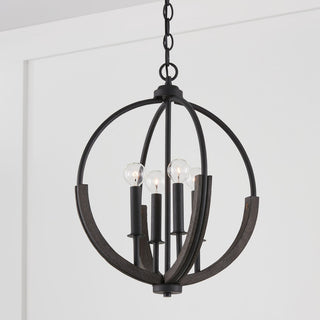 Capital Lighting Clive 4-Light Pendant 347642CK Carbon Gray and Black Iron