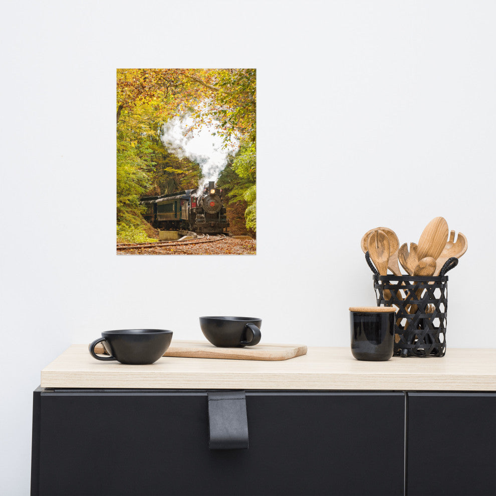 Wall Art Print Steam Train with Autumn Foliage Landscape Photo Unframed, 12" X 16"