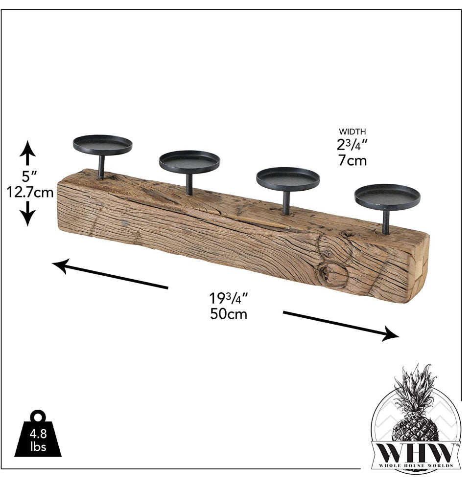 Recycled Wood Split-Log Candle Holder
